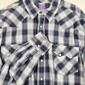 Cinch Western Shirt Mens XL Plaid Pearl Snap Cowboy Rodeo